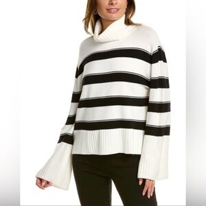 NWT Laundry By Shelli Segal Oversized Turtle Neck Stripe Print Sweater Sz M
